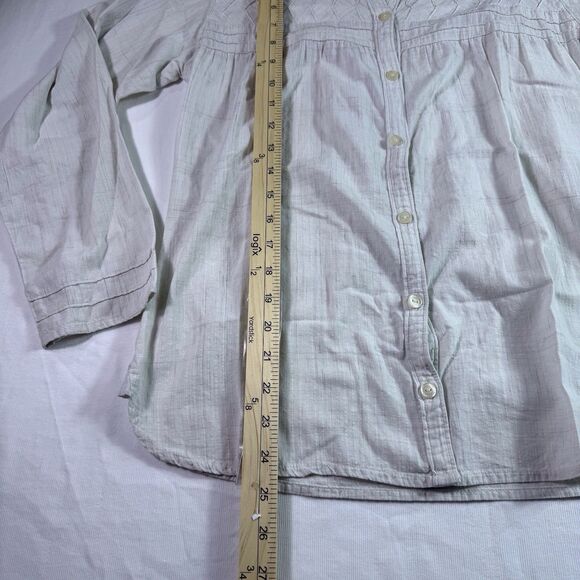Woolrich Woman's Size S Long Sleeve Ivory Cotton Button Front Stitching - Picture 8 of 11